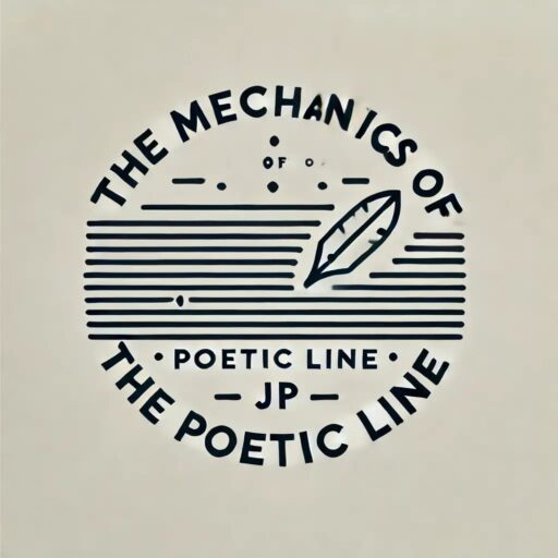 Abstract, minimalist logo representing the theme of 'The Mechanics of the Poetic Line' from the podcast 'The Poetry of JP.' The design features clean, flowing lines and subtle contrasts, symbolizing the structure and rhythm of poetry.